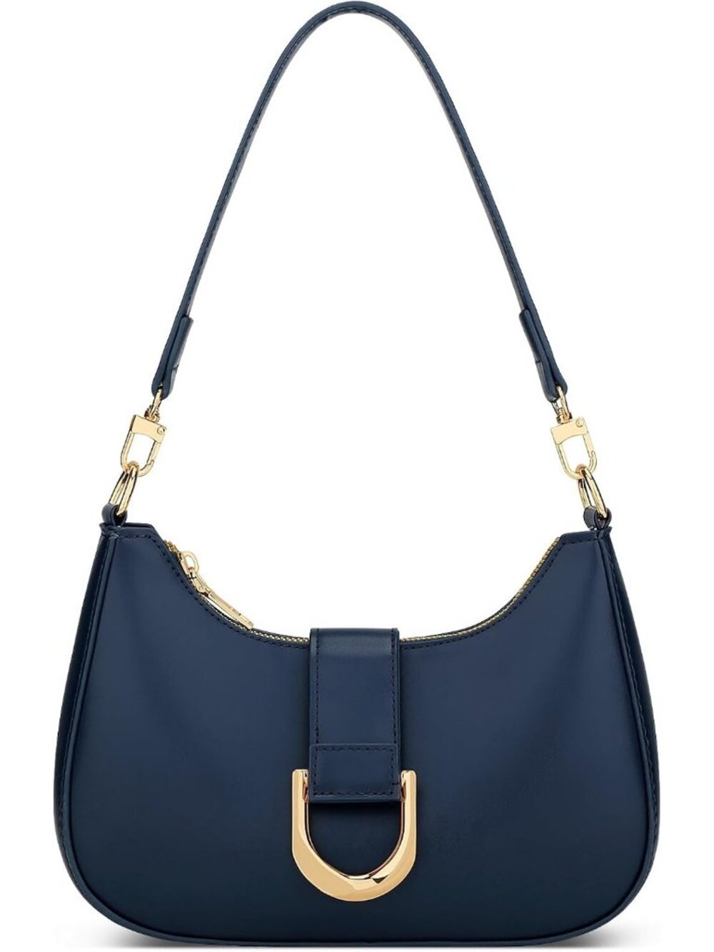 Women's Dark Blue Vegan Leather Cute Trendy Purse Gold Chain Shoulder Bag